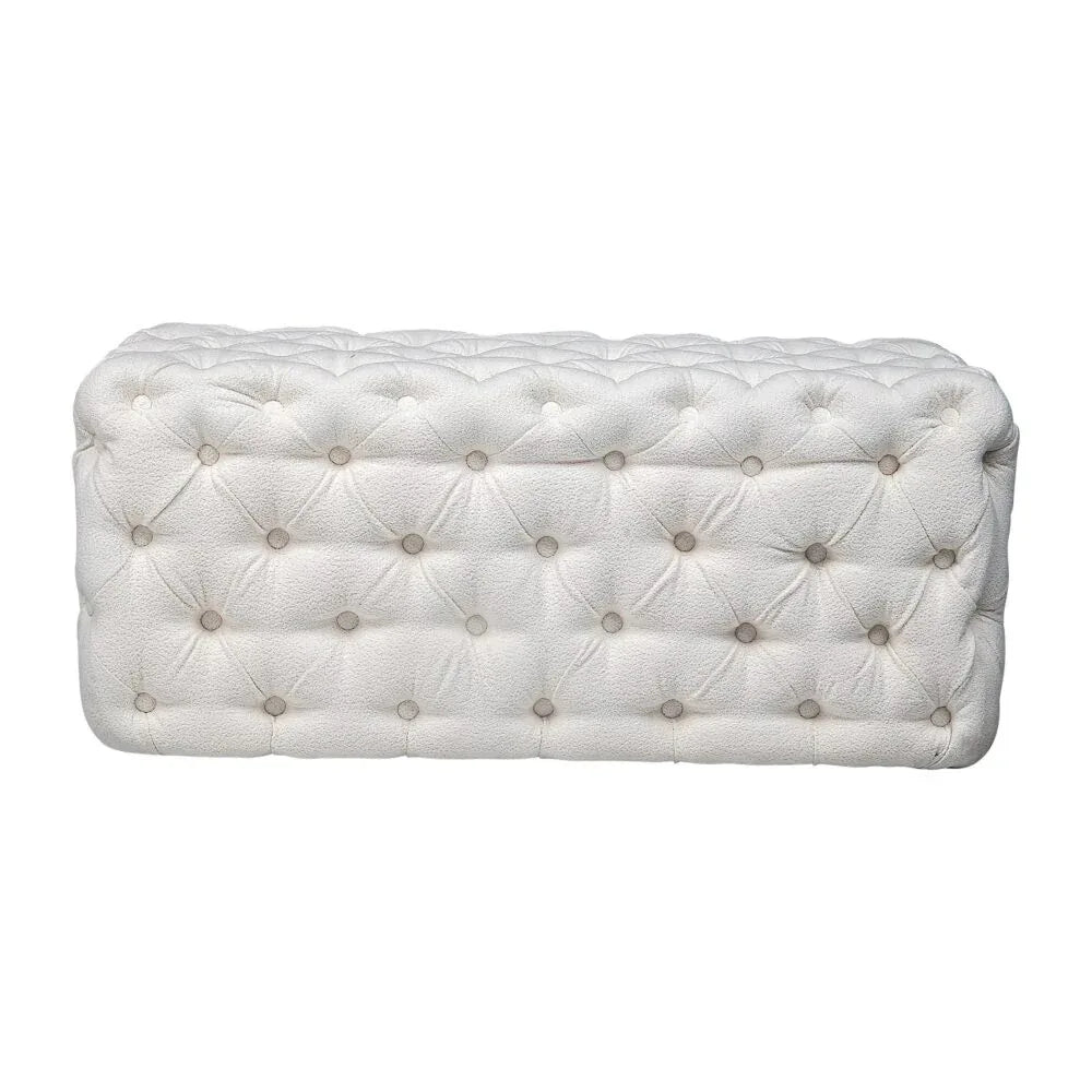 Elsa Tufted Ottoman Beach Boucle White-Rectangular - Mekamart Australia