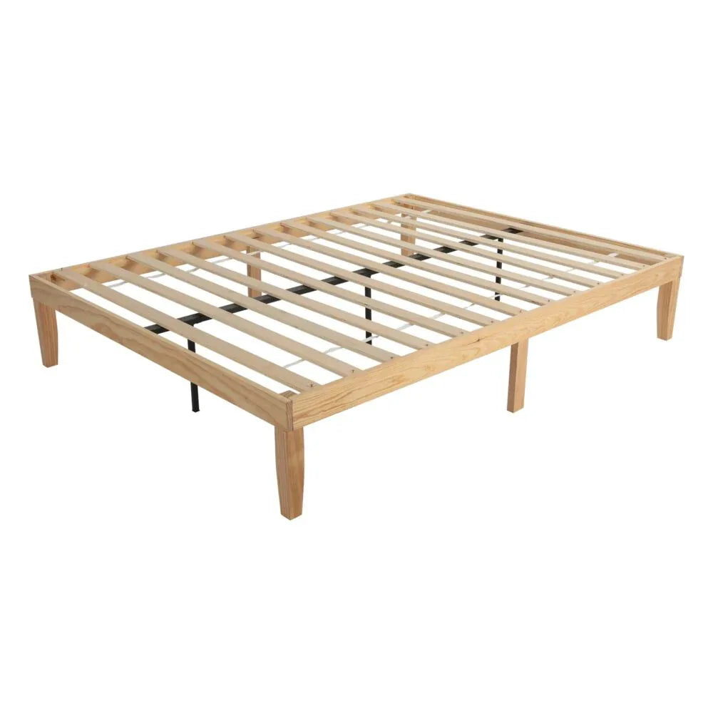 Warm Wooden Natural Bed Base Frame – Double - Mekamart Australia