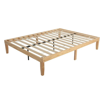 Warm Wooden Natural Bed Base Frame – Double - Mekamart Australia
