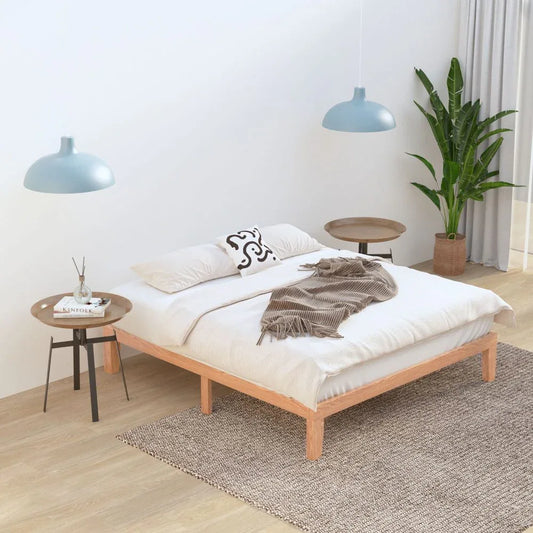Warm Wooden Natural Bed Base Frame – Double - Mekamart Australia