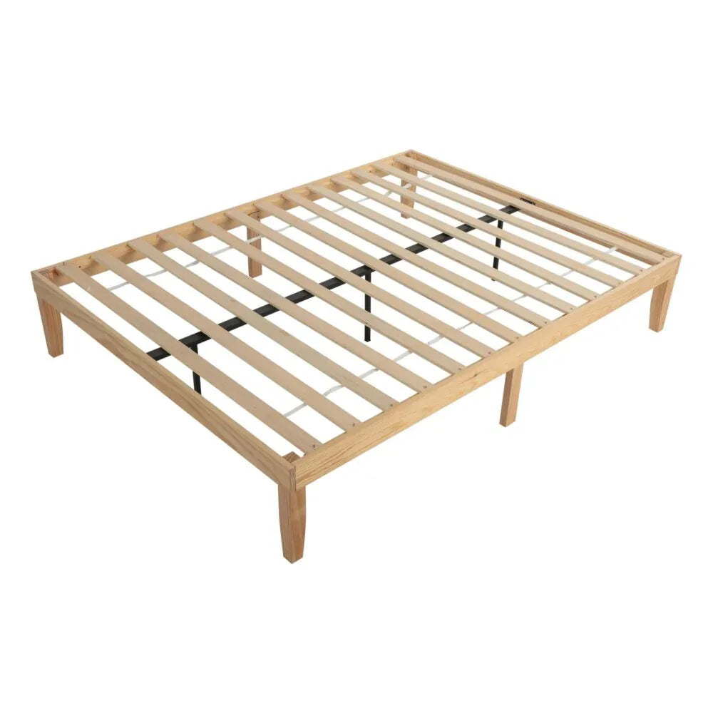 Warm Wooden Natural Bed Base Frame – Double - Mekamart Australia