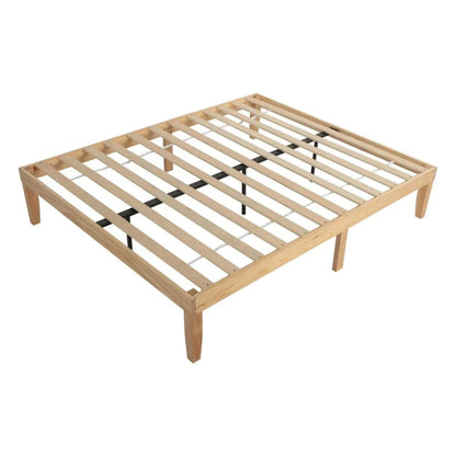 Warm Wooden Natural Bed Base Frame – Double - Mekamart Australia