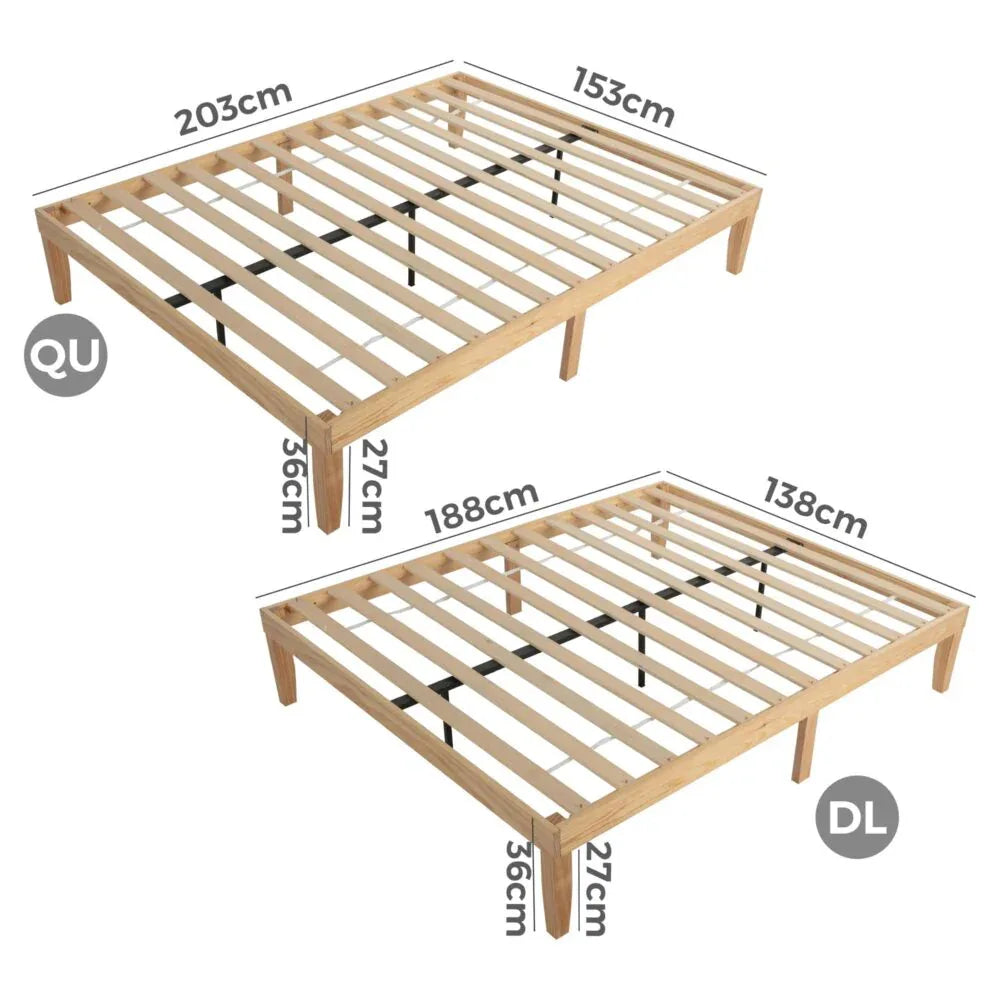 Warm Wooden Natural Bed Base Frame – Double - Mekamart Australia