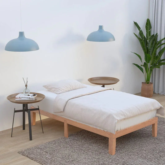 Single Size Warm Wooden Natural Bed Base Frame – King Single - Mekamart Australia
