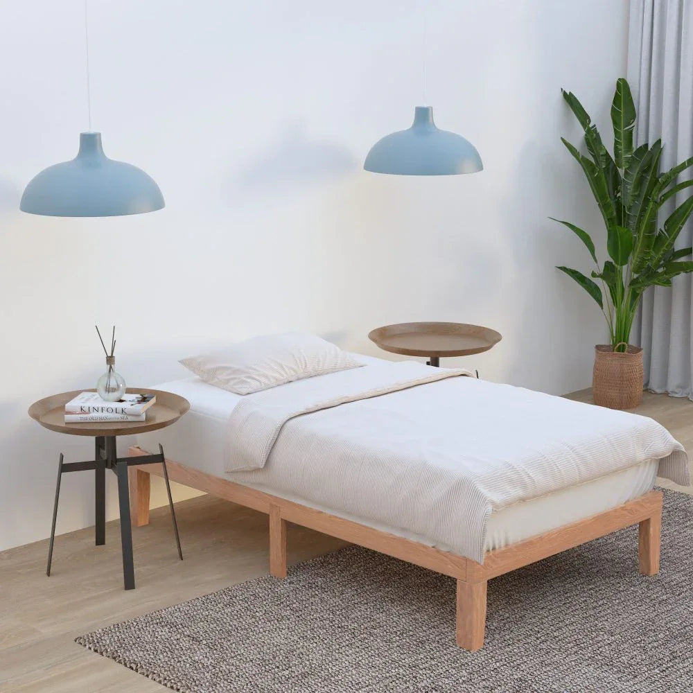 Single Size Warm Wooden Natural Bed Base Frame – King Single - Mekamart Australia