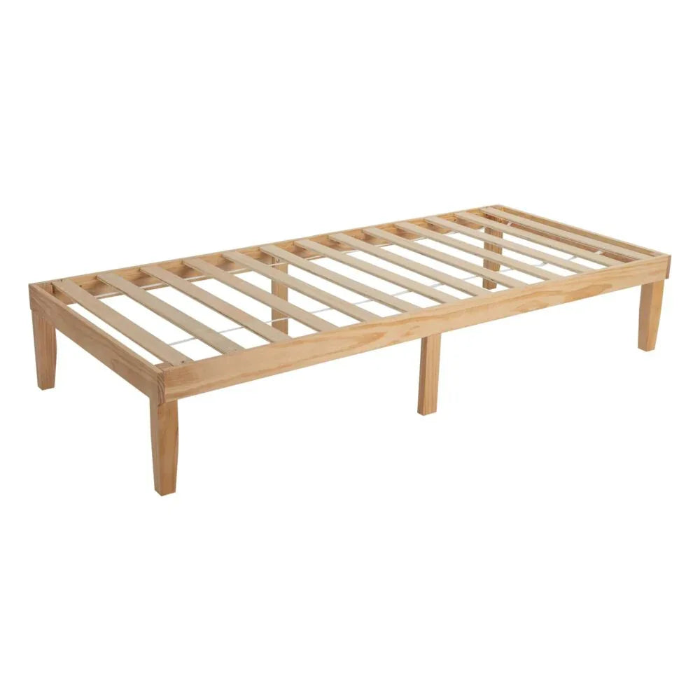Single Size Warm Wooden Natural Bed Base Frame – King Single - Mekamart Australia