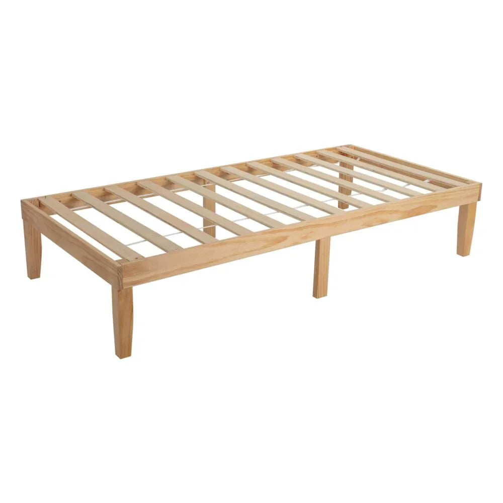 Single Size Warm Wooden Natural Bed Base Frame – King Single - Mekamart Australia
