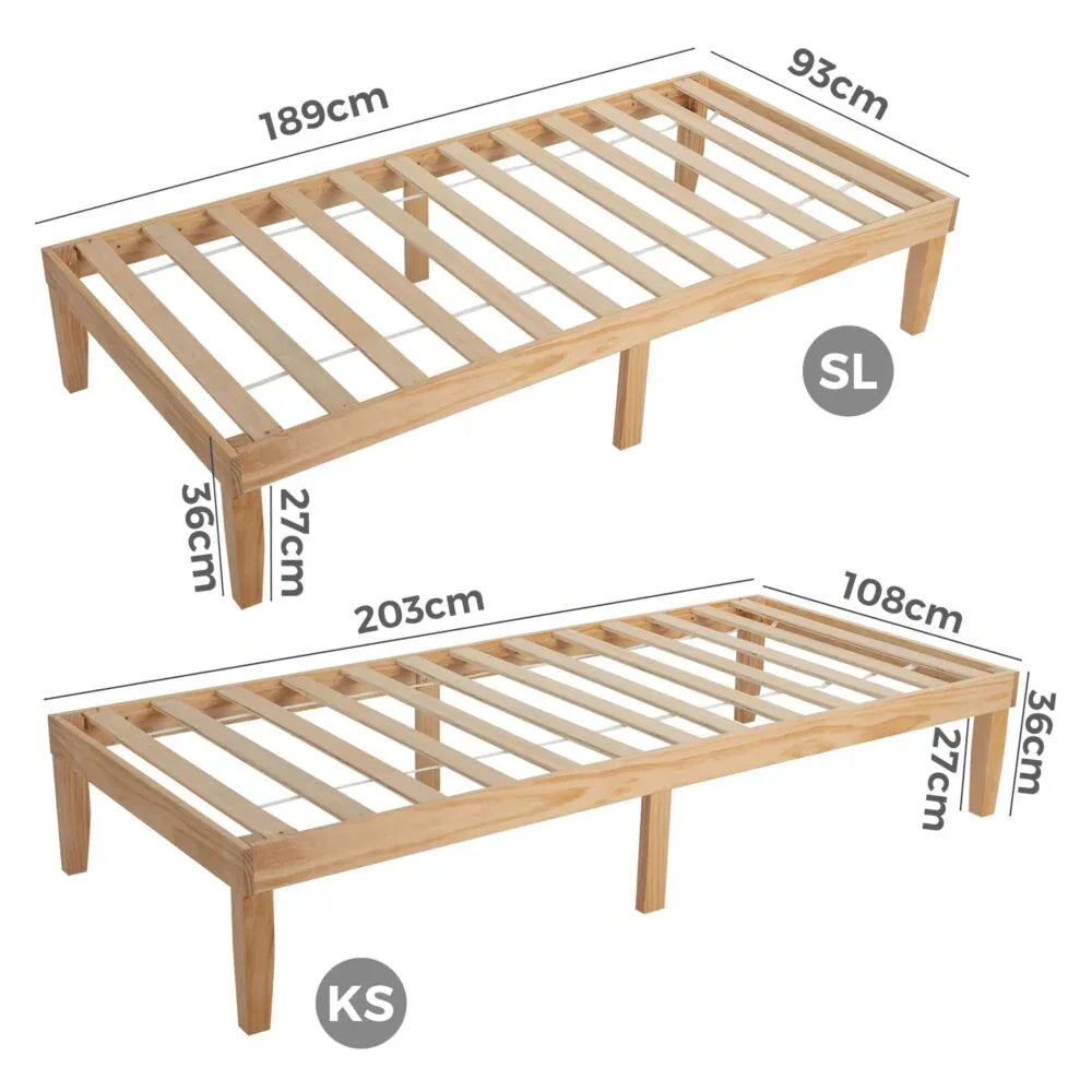 Single Size Warm Wooden Natural Bed Base Frame – King Single - Mekamart Australia