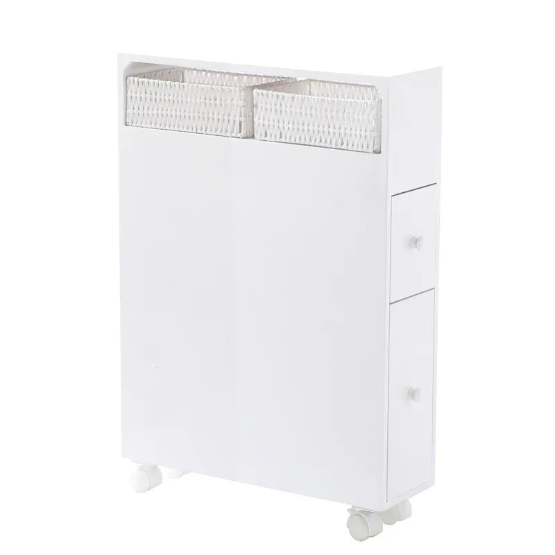 Removable Bathroom Side Cabinet Toilet Caddy with Storage Drawers- White - Mekamart Australia