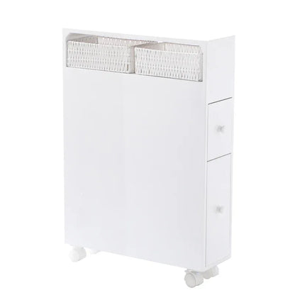 Removable Bathroom Side Cabinet Toilet Caddy with Storage Drawers- White - Mekamart Australia
