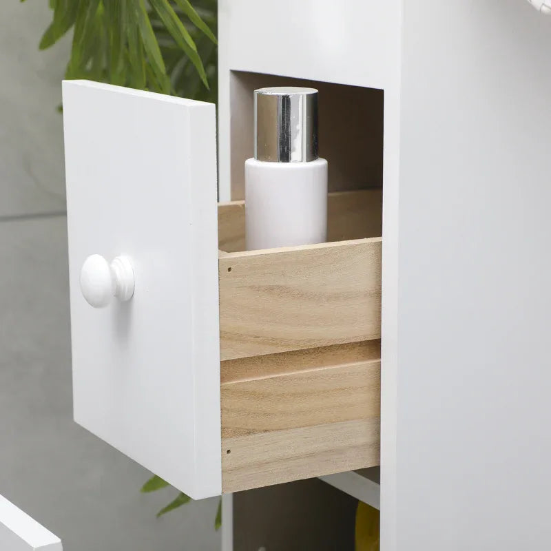 Removable Bathroom Side Cabinet Toilet Caddy with Storage Drawers- White - Mekamart Australia