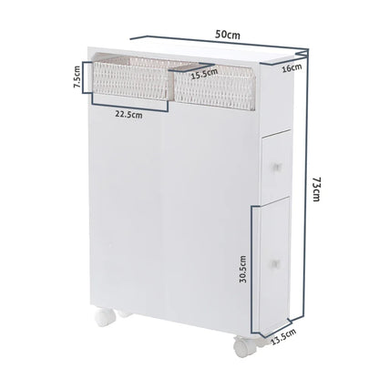 Removable Bathroom Side Cabinet Toilet Caddy with Storage Drawers- White - Mekamart Australia