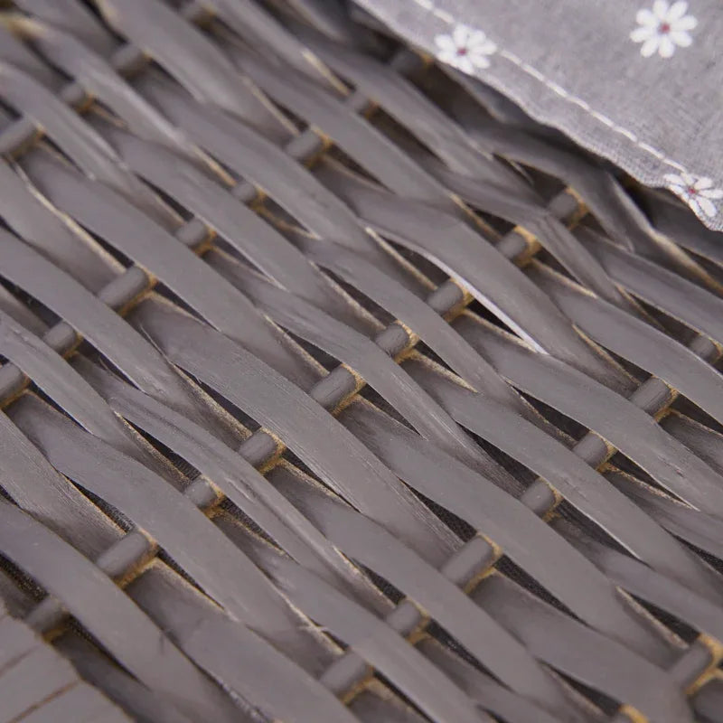 Grey Bedside Table with Wicker Basket - Mekamart Australia