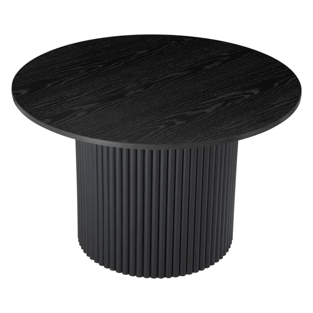 Luxe Black Ribbed Texture Wooden Coffee Table - Mekamart Australia