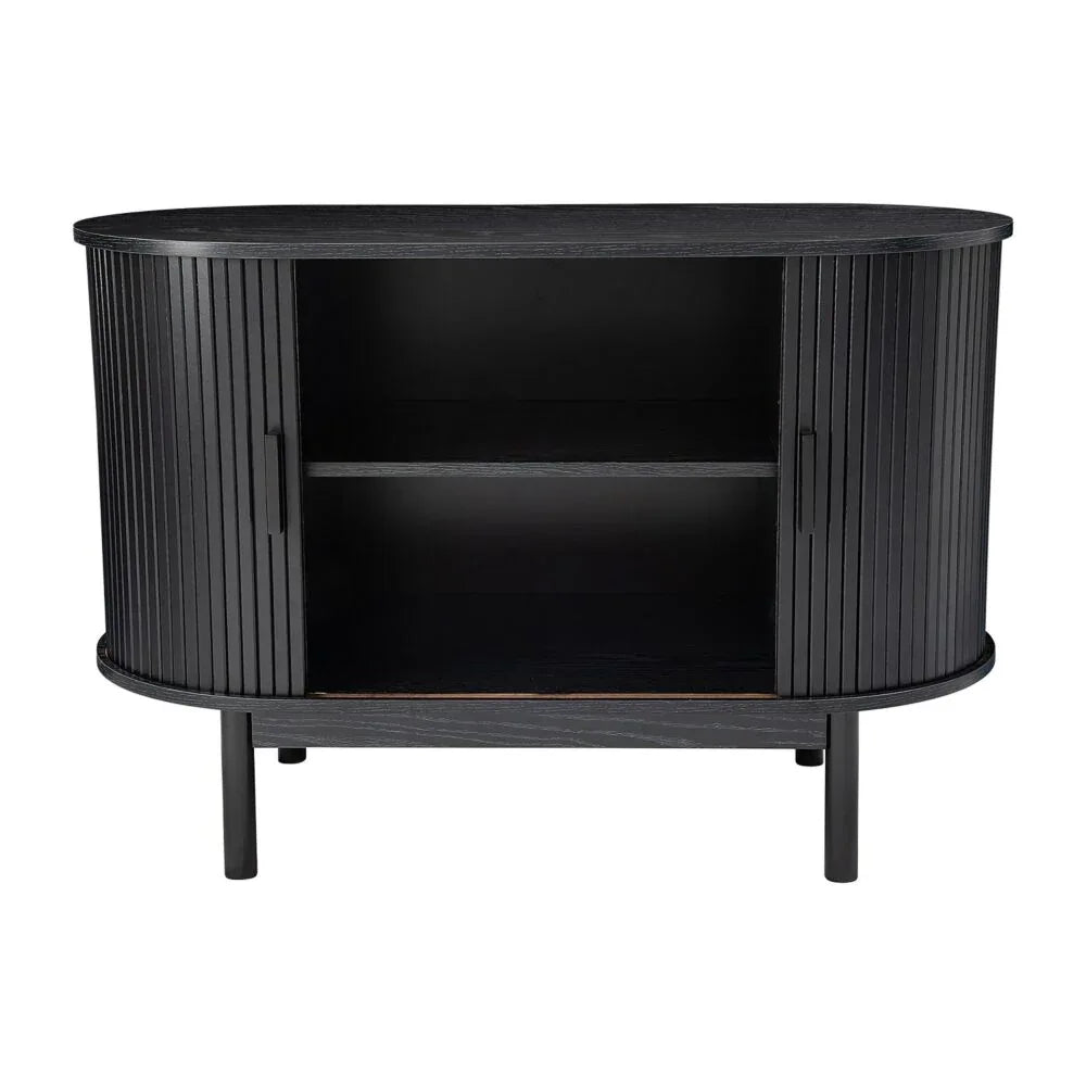 Mid-Century Black Ribbed Sideboard Cabinet - Mekamart Australia