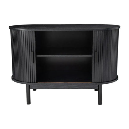 Mid-Century Black Ribbed Sideboard Cabinet - Mekamart Australia