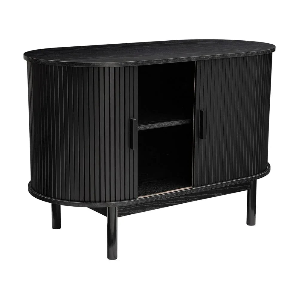Mid-Century Black Ribbed Sideboard Cabinet - Mekamart Australia