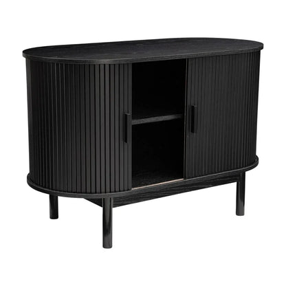 Mid-Century Black Ribbed Sideboard Cabinet - Mekamart Australia