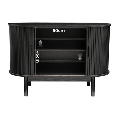 Mid-Century Black Ribbed Sideboard Cabinet - Mekamart Australia