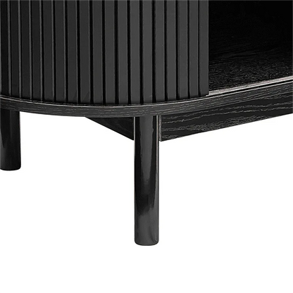 Mid-Century Black Ribbed Sideboard Cabinet - Mekamart Australia