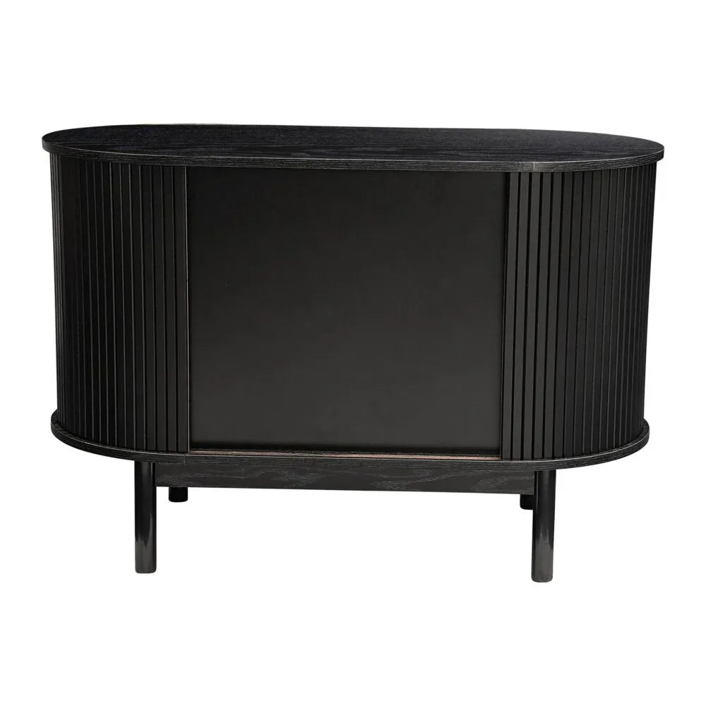 Mid-Century Black Ribbed Sideboard Cabinet - Mekamart Australia