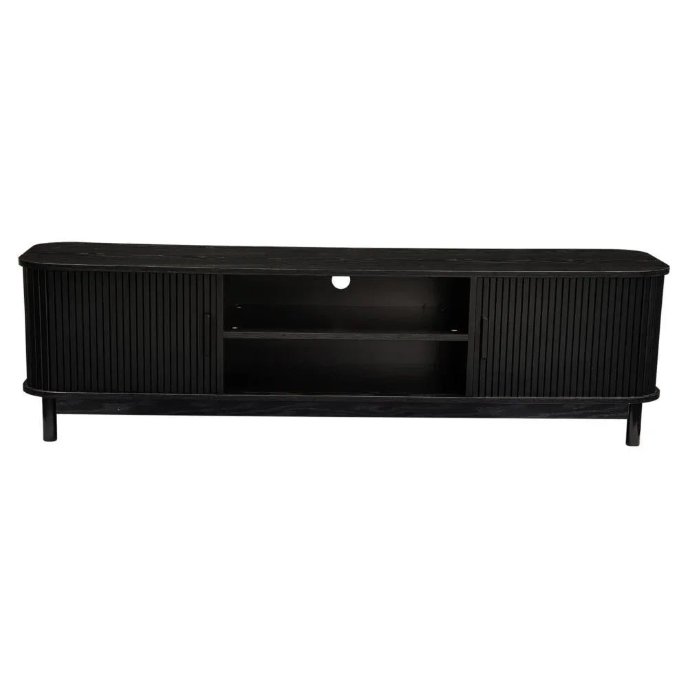 160cm Ribbed Black Entertainment Unit - Mekamart Australia