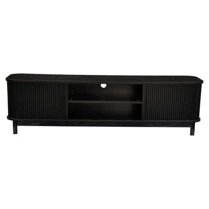 160cm Ribbed Black Entertainment Unit - Mekamart Australia
