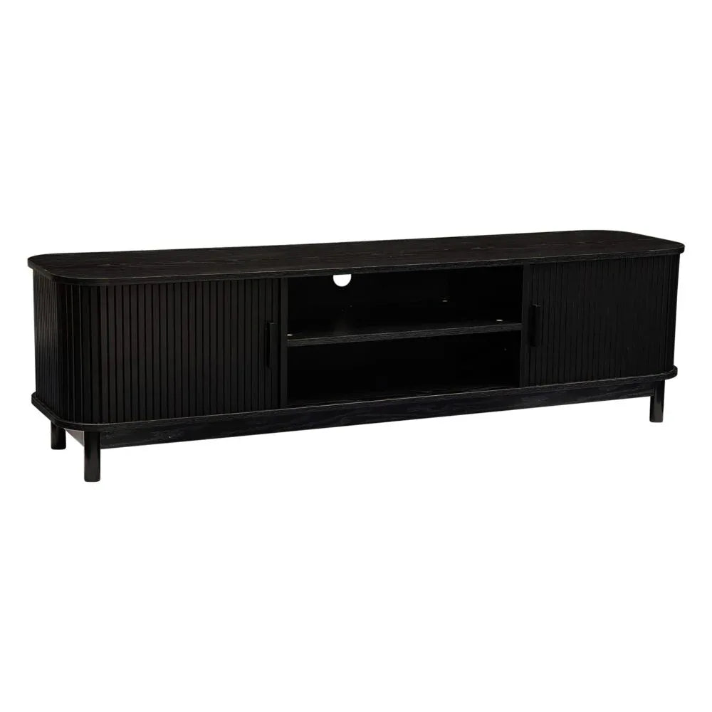 160cm Ribbed Black Entertainment Unit - Mekamart Australia