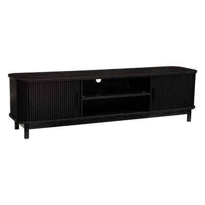 160cm Ribbed Black Entertainment Unit - Mekamart Australia