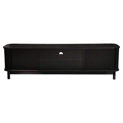 160cm Ribbed Black Entertainment Unit - Mekamart Australia