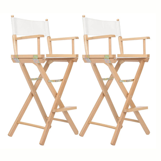 2X Director Movie Folding Tall Chair 76cm Beech WOOD HUMOR - Mekamart Australia