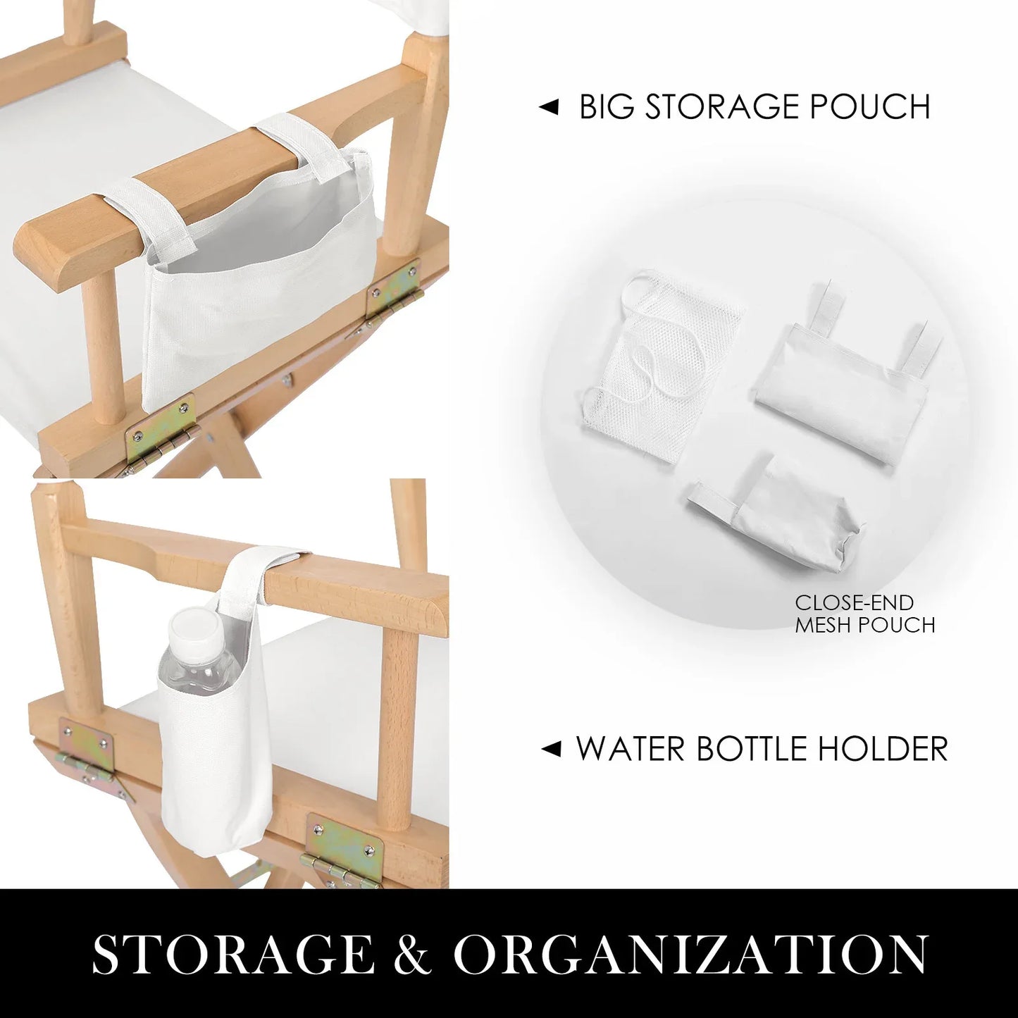 2X Director Movie Folding Tall Chair 76cm Beech WOOD HUMOR - Mekamart Australia