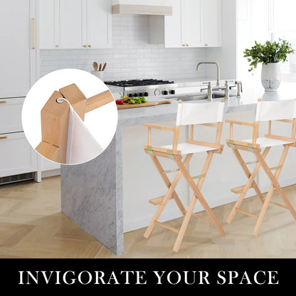 2X Director Movie Folding Tall Chair 76cm Beech WOOD HUMOR - Mekamart Australia