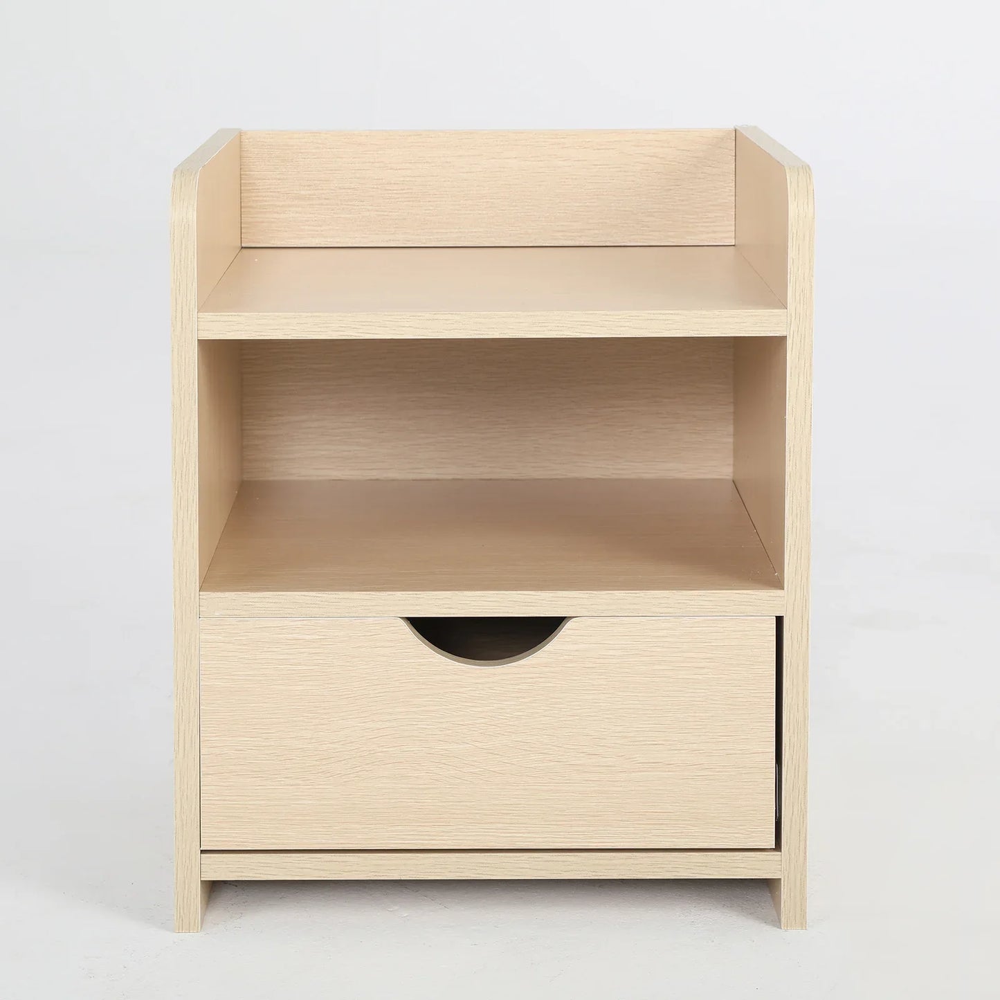 Bedside Table Side Storage Cabinet Nightstand Bedroom 1 Drawer 2 Shelf LARK OAK - Mekamart Australia