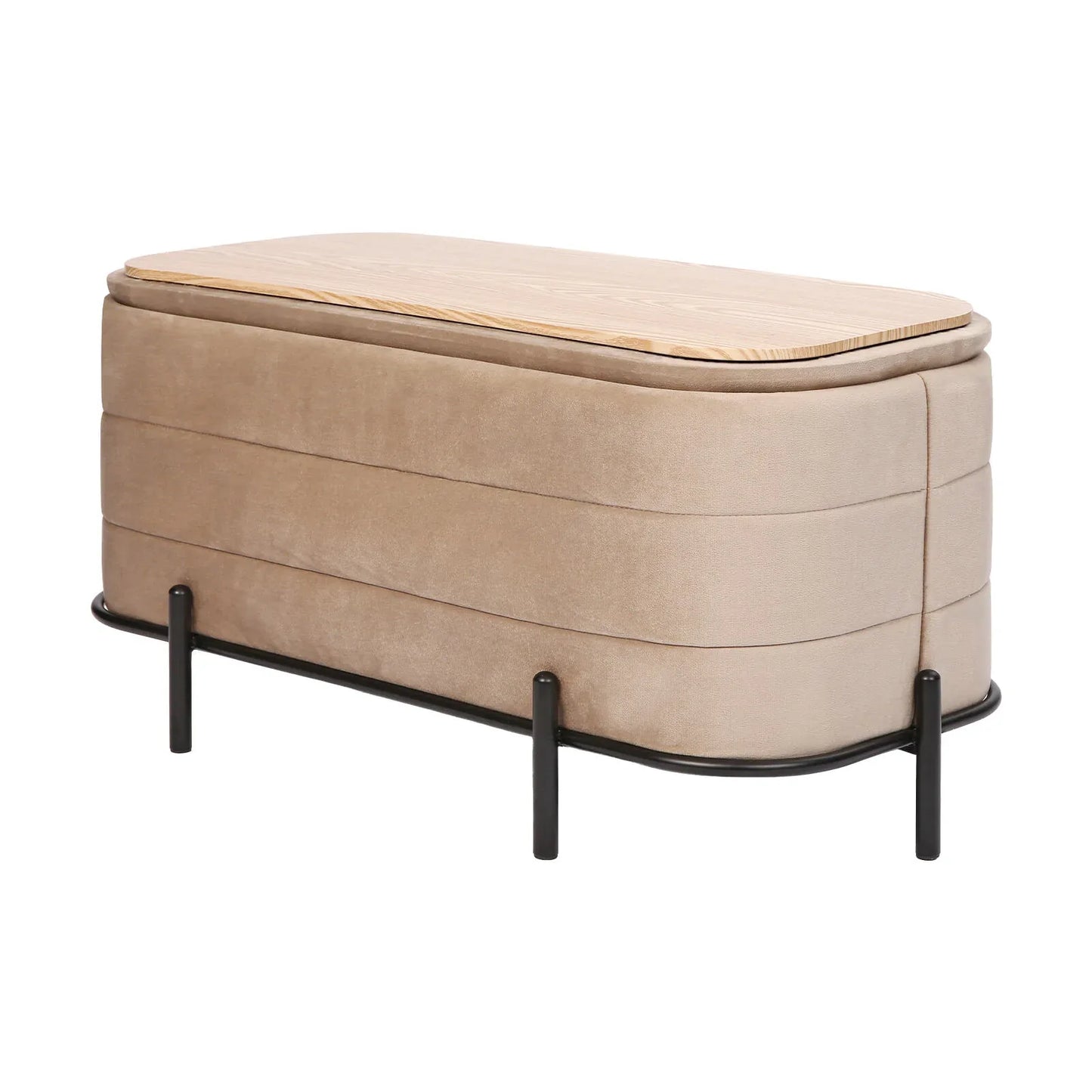 La Bella Coffee Table Storage Ottoman - Velvet Blanket Box Bench DEMI - CAMEL BEIGE - Mekamart Australia
