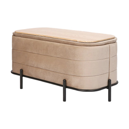 La Bella Coffee Table Storage Ottoman - Velvet Blanket Box Bench DEMI - CAMEL BEIGE - Mekamart Australia