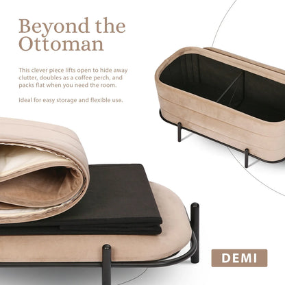 La Bella Coffee Table Storage Ottoman - Velvet Blanket Box Bench DEMI - CAMEL BEIGE - Mekamart Australia