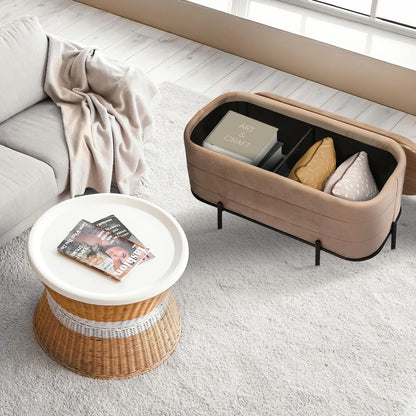 La Bella Coffee Table Storage Ottoman - Velvet Blanket Box Bench DEMI - CAMEL BEIGE - Mekamart Australia