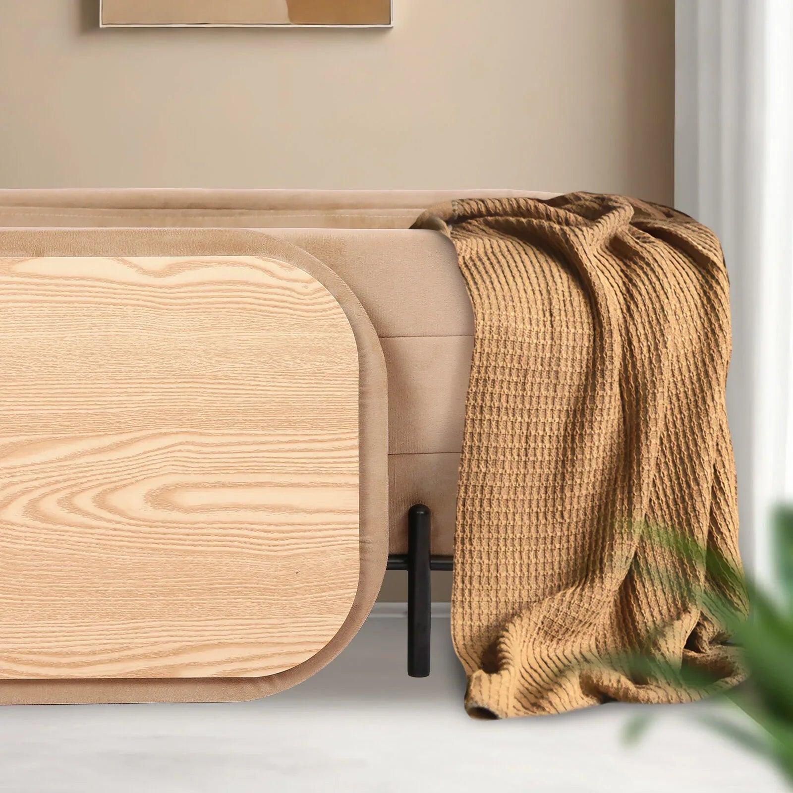 La Bella Coffee Table Storage Ottoman - Velvet Blanket Box Bench DEMI - CAMEL BEIGE - Mekamart Australia