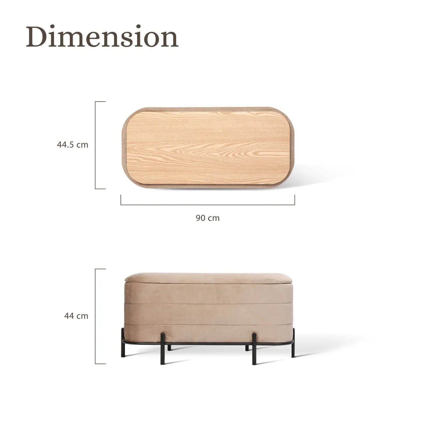 La Bella Coffee Table Storage Ottoman - Velvet Blanket Box Bench DEMI - CAMEL BEIGE - Mekamart Australia