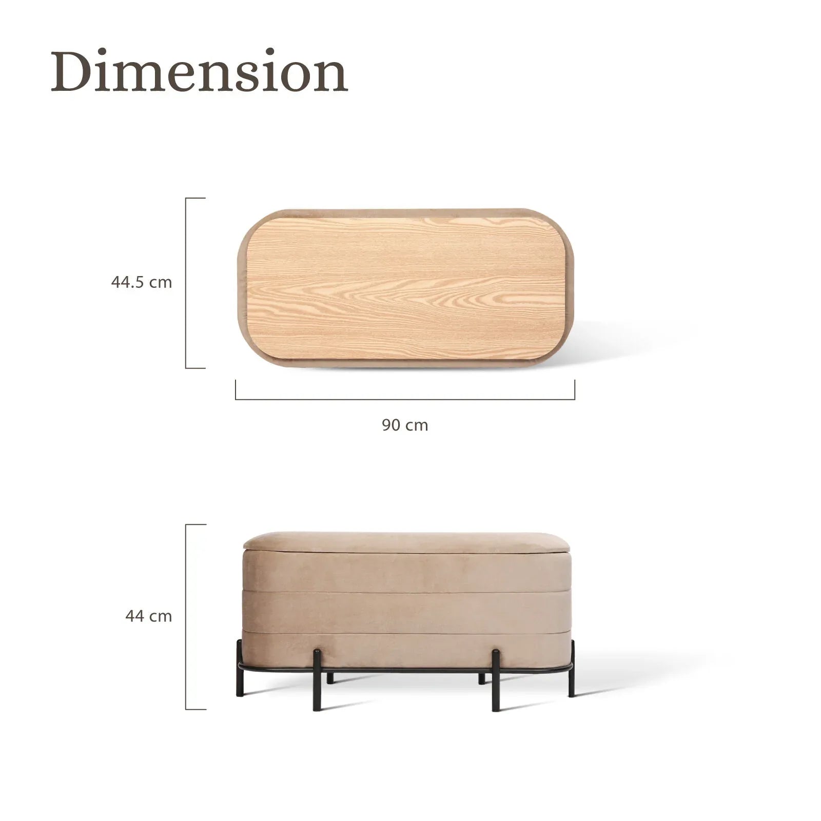 La Bella Coffee Table Storage Ottoman - Velvet Blanket Box Bench DEMI - CAMEL BEIGE - Mekamart Australia