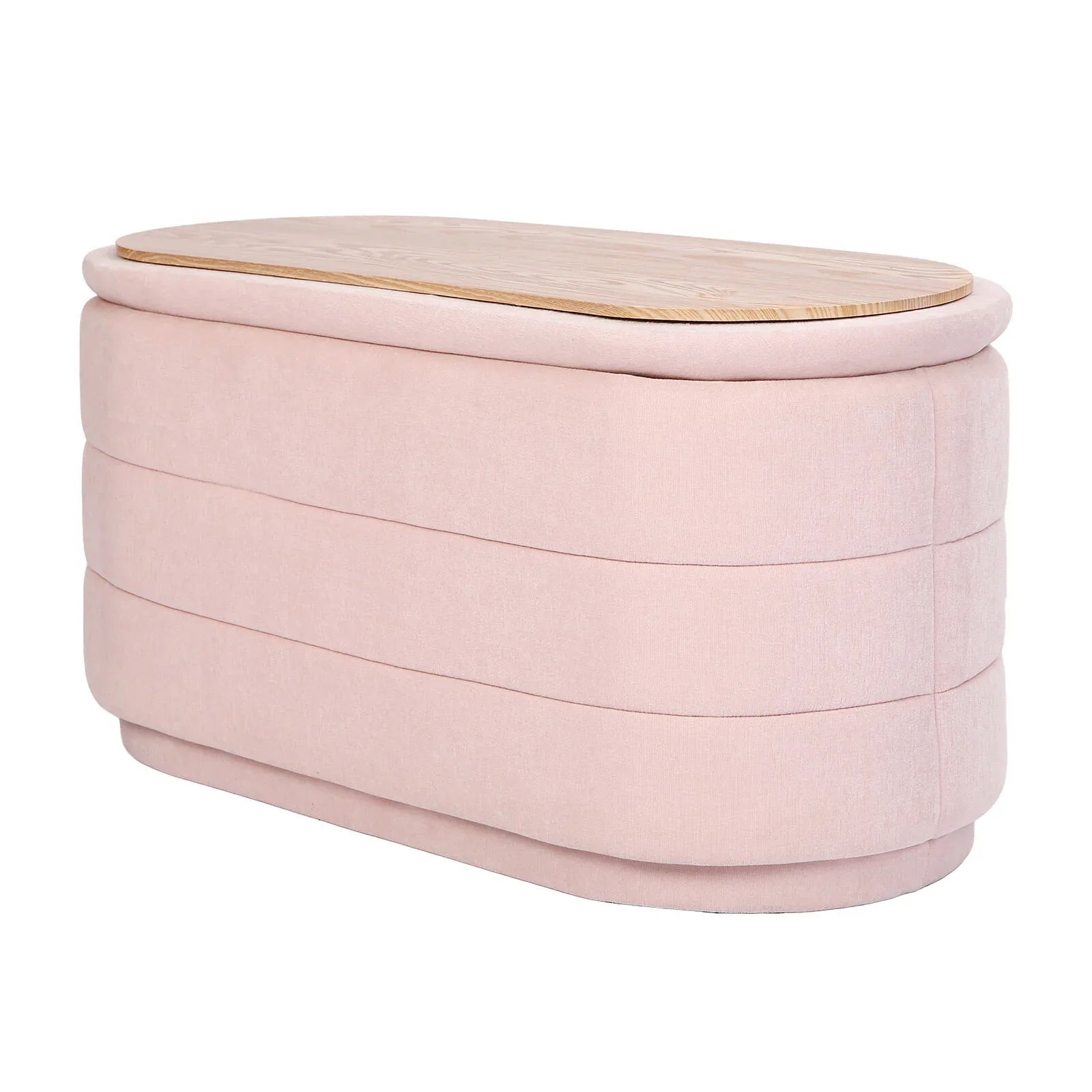 Coffee Table Storage Ottoman - Chenille Fabic Padded Blanket Box Bench CELIA - PINK - Mekamart Australia