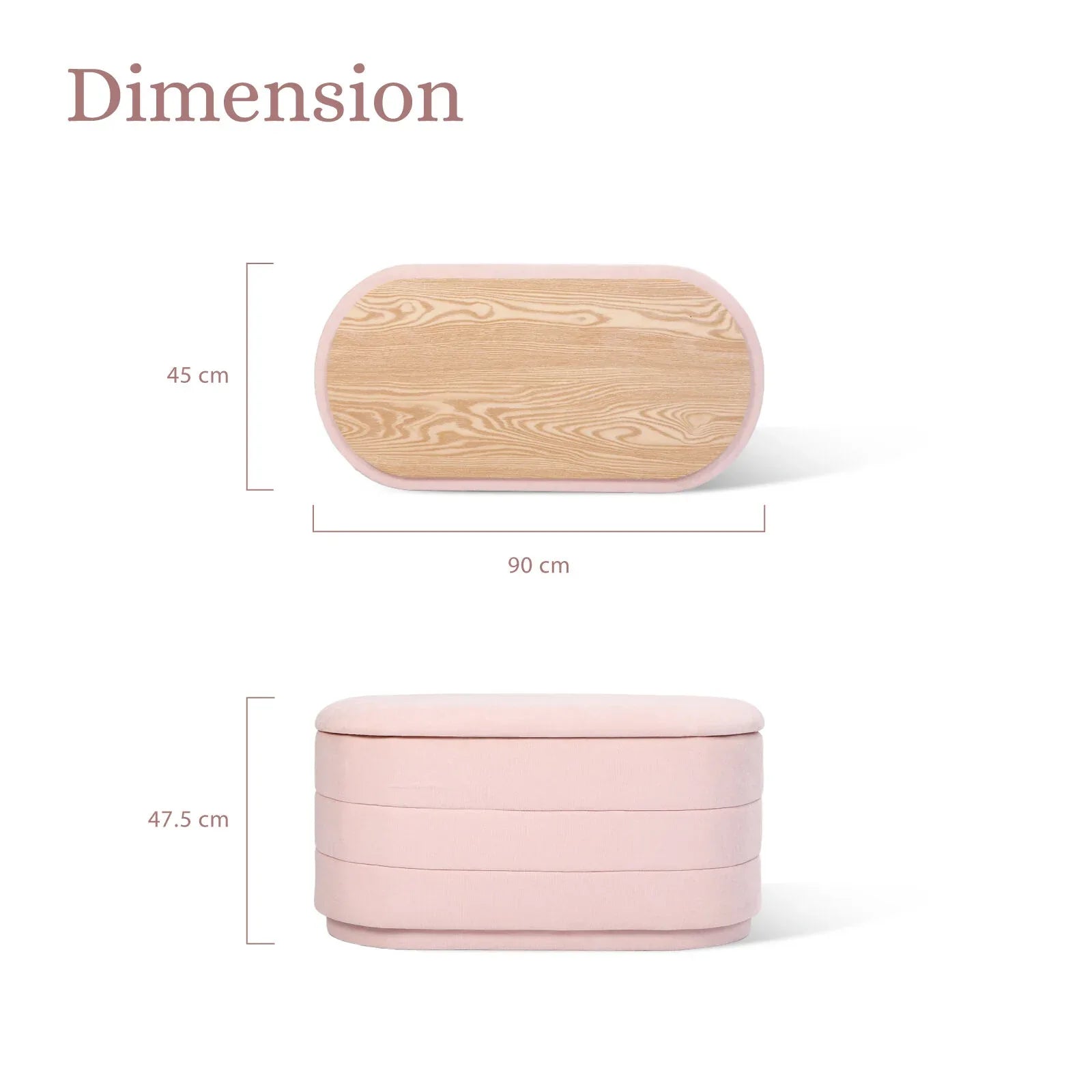 Coffee Table Storage Ottoman - Chenille Fabic Padded Blanket Box Bench CELIA - PINK - Mekamart Australia