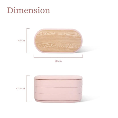 Coffee Table Storage Ottoman - Chenille Fabic Padded Blanket Box Bench CELIA - PINK - Mekamart Australia