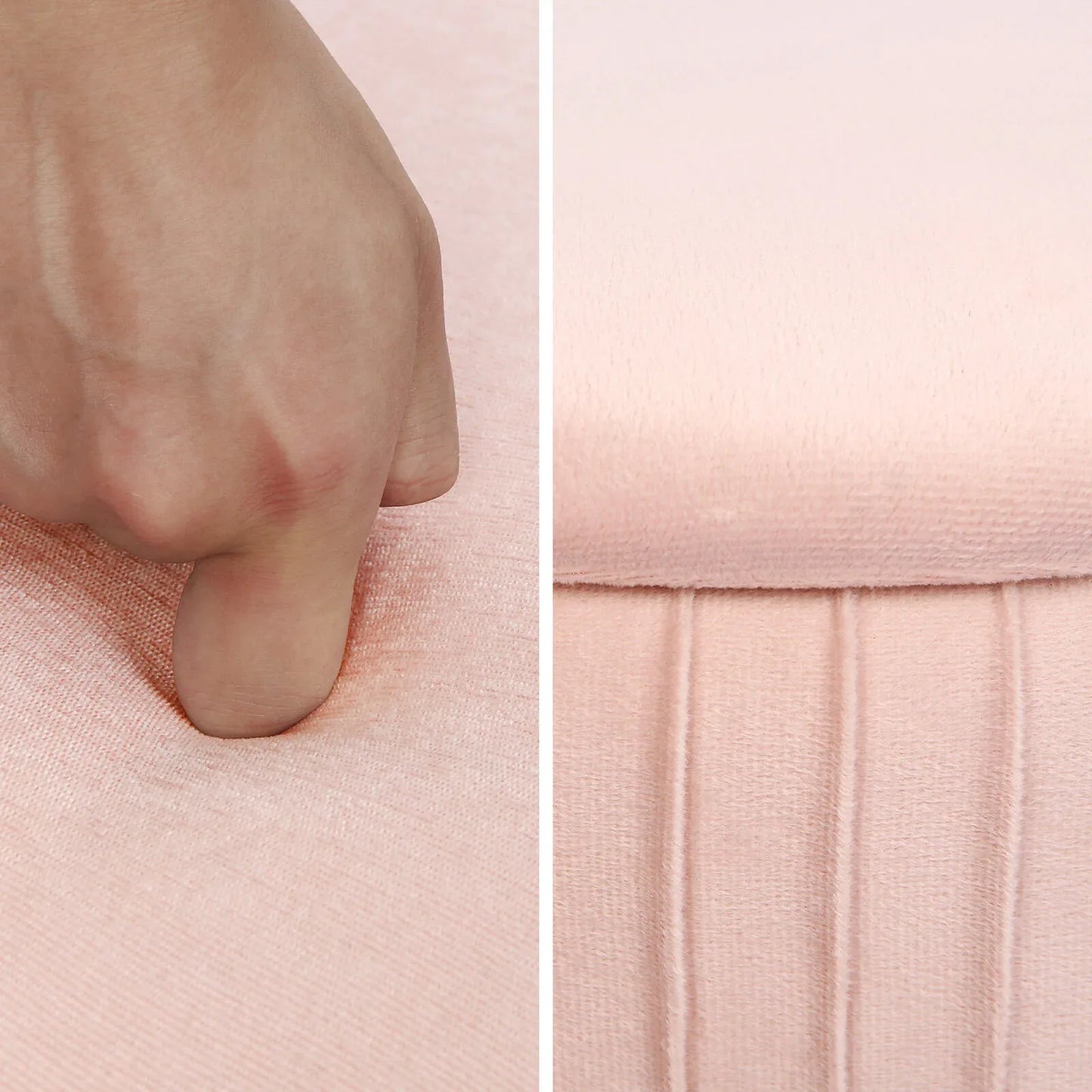 Side Table Storage Ottoman - Velvet Padded Stool Vanity Footstool REMY PINK - Mekamart Australia