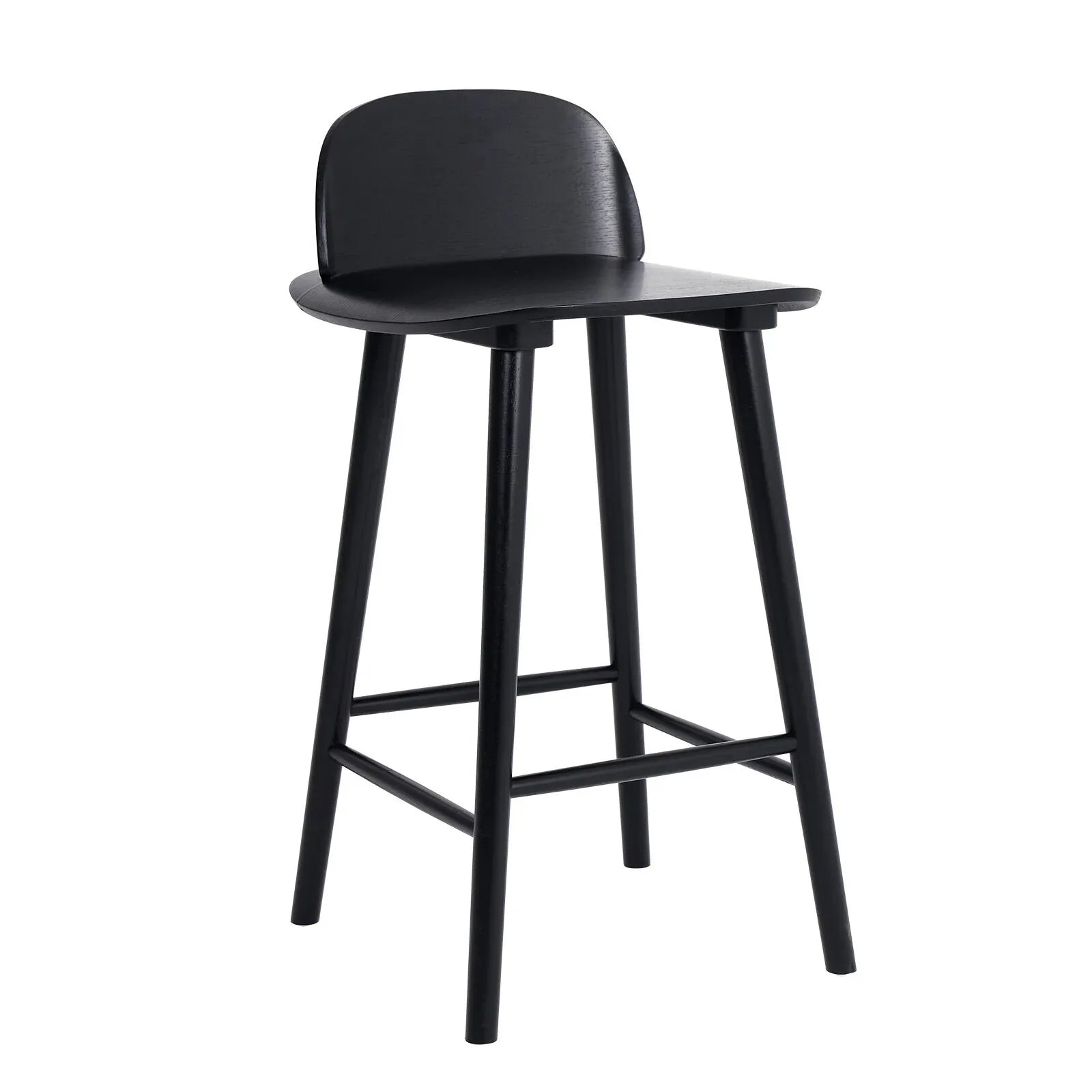 Wooden Bar Stool Dining Chair Ash Wood ELISE 65cm BLACK - Mekamart Australia
