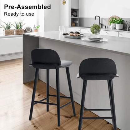 Wooden Bar Stool Dining Chair Ash Wood ELISE 65cm BLACK - Mekamart Australia