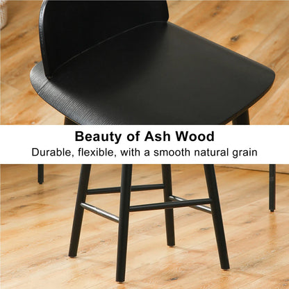 Wooden Bar Stool Dining Chair Ash Wood ELISE 65cm BLACK - Mekamart Australia