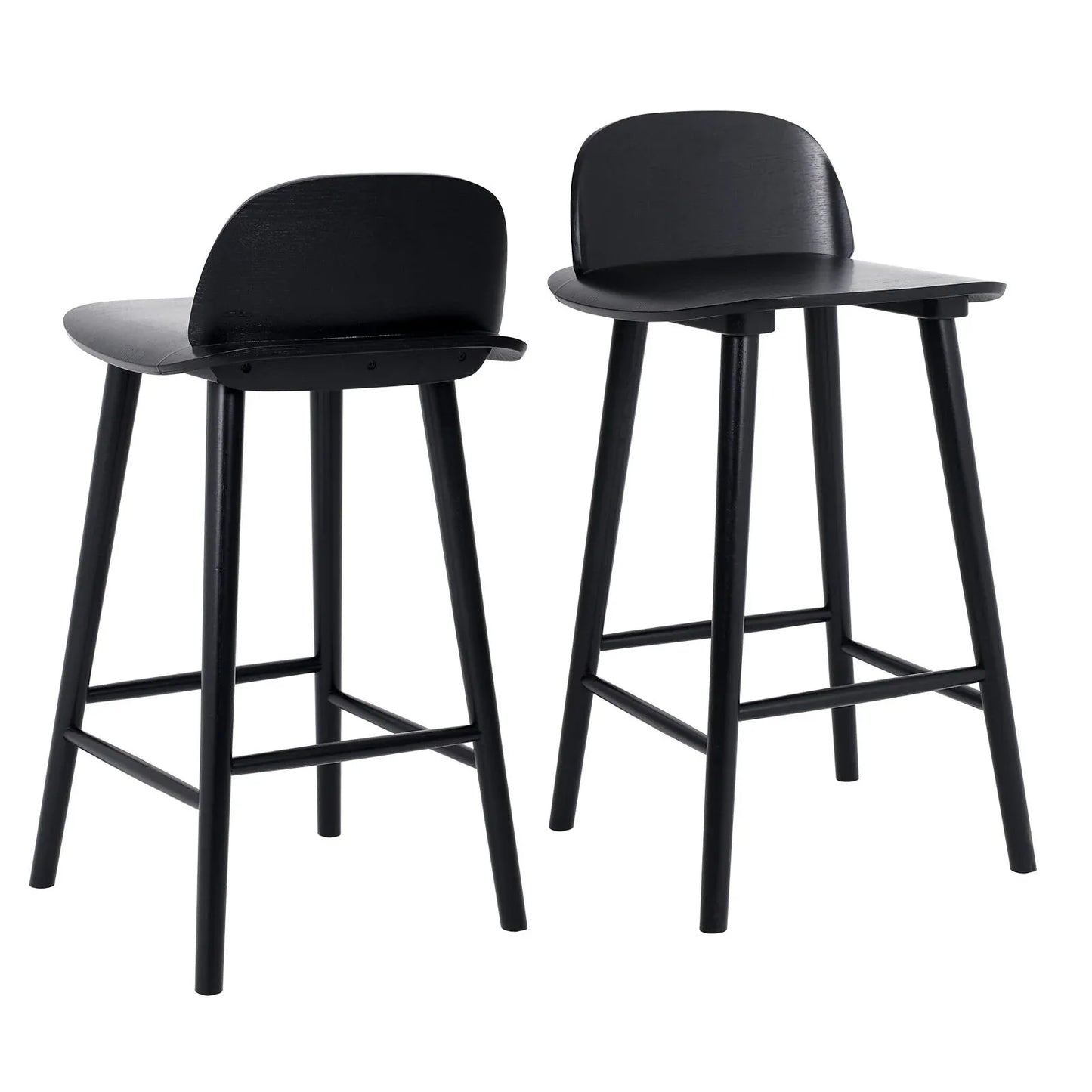 2X Wooden Bar Stool Dining Chair Ash Wood ELISE 65cm BLACK - Mekamart Australia
