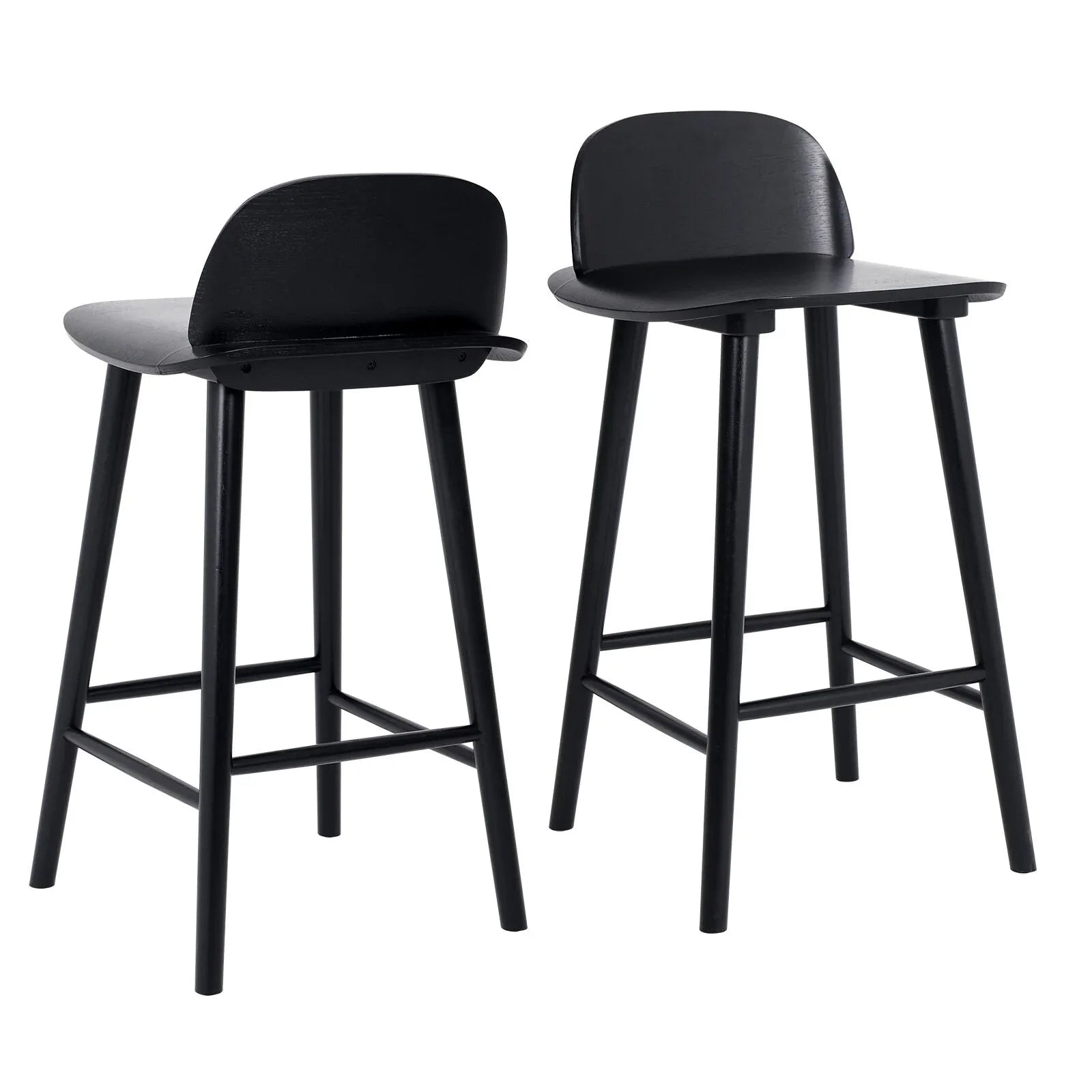 2X Wooden Bar Stool Dining Chair Ash Wood ELISE 65cm BLACK - Mekamart Australia